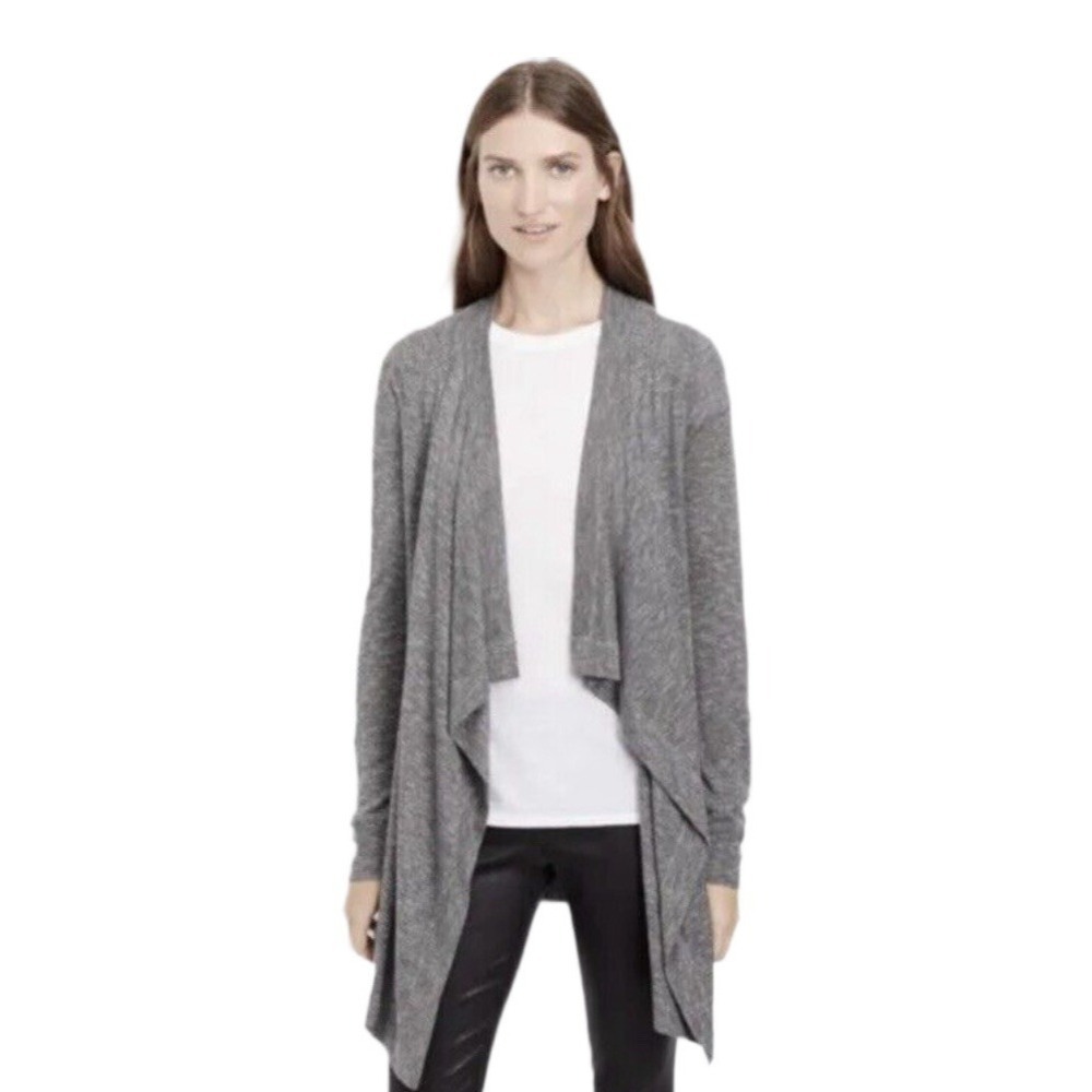 Vince Gray Open Lightweight Drape Cardigan Linen‎ Viscose Blend XS Minimalist